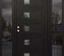 Modern Steel Front Door Diamond D2 60" x 80" black/black clear Glass Panel black RHI with 2 Sidelites mirrored Glass