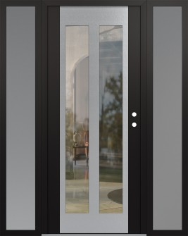 Diamond C14 68" x 80" black/black clear Glass Panel stainless steel LHI with 2 Sidelites frosted Glass