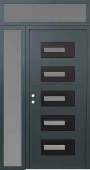 Diamond D6 48" x 96" anthracite/anthracite frosted Glass Panel black RHI with Sidelite and Transom frosted Glass