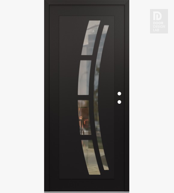 Modern Steel Front Door Diamond C12 36" x 80" black/black clear Glass Panel black LHI