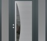 Modern Steel Front Door Diamond C13 68" x 96" anthracite/anthracite mirrored Glass Panel stainless steel RHI with 2 Sidelites and Transom frosted Glass