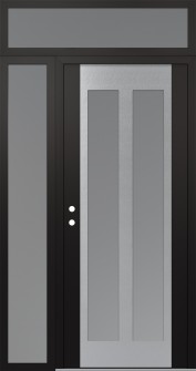 Diamond C14 52" x 96" black/white frosted Glass Panel stainless steel RHI with Sidelite and Transom frosted Glass