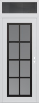 Diamond C16 36" x 96" white/white frosted Glass Panel black LHI with Transom mirrored Glass