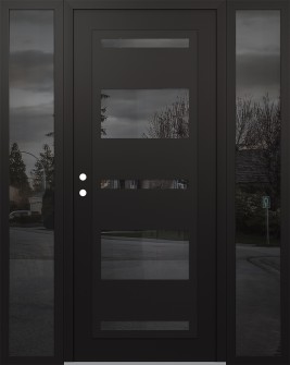 Diamond C10 64" x 80" black/black mirrored Glass Panel black RHI with 2 Sidelites mirrored Glass