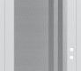 Modern Steel Front Door Diamond C6 36" x 96" white/white frosted Glass Panel stainless steel LHI with Transom frosted Glass