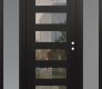 Modern Steel Front Door Diamond C9 60" x 80" black/black clear Glass Panel black LHI with 2 Sidelites frosted Glass