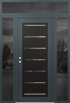 Diamond C11 60" x 96" anthracite/anthracite clear Glass Panel black RHI with 2 Sidelites and Transom mirrored Glass