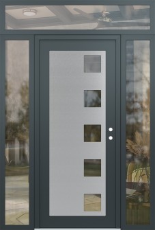 Diamond C5 68" x 96" anthracite/anthracite clear Glass Panel stainless steel LHI with 2 Sidelites and Transom clear Glass