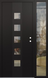 DIAMOND A13 50" X 80" BLACK/BLACK CLEAR GLASS PANEL BLACK LHI WITH SIDELITE CLEAR GLASS
