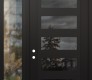 Modern Steel Front Door Diamond C9 50" x 96" black/black mirrored Glass Panel black RHI with Sidelite and Transom clear Glass