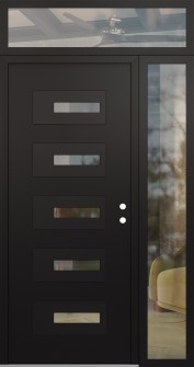 Diamond D6 48" x 96" black/black clear Glass Panel black LHI with Sidelite and Transom clear Glass