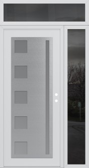 Diamond C3 52" x 96" white/white frosted Glass Panel stainless steel LHI with Sidelite and Transom mirrored Glass