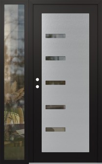 Diamond C8 48" x 80" black/black clear Glass Panel stainless steel RHI with Sidelite clear Glass