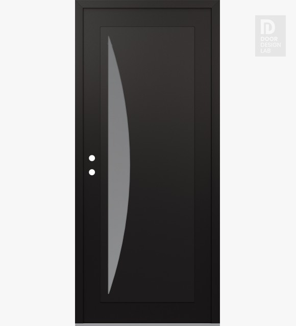 Modern Steel Front Door Diamond C13 36" x 80" black/white frosted Glass Panel black RHI