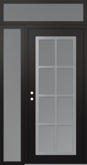 Diamond C16 48" x 96" black/white frosted Glass Panel stainless steel RHI with Sidelite and Transom frosted Glass