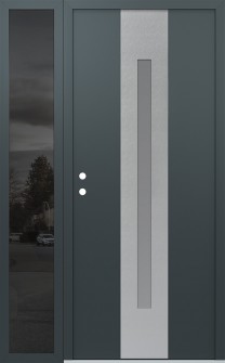 DIAMOND A2 52" X 80" ANTHRACITE/ANTHRACITE FROSTED GLASS PANEL STAINLESS STEEL RHI WITH SIDELITE MIRRORED GLASS