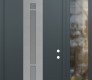 Modern Steel Front Door DIAMOND A3 50" X 96" ANTHRACITE/ANTHRACITE FROSTED GLASS PANEL STAINLESS STEEL LHI WITH SIDELITE AND TRANSOM CLEAR GLASS