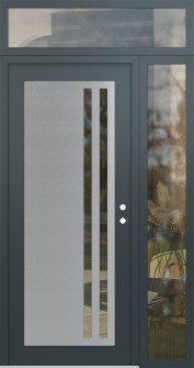 Diamond C6 50" x 96" anthracite/anthracite clear Glass Panel stainless steel LHI with Sidelite and Transom clear Glass