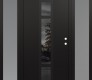 Modern Steel Front Door DIAMOND A9 60" X 80" BLACK/BLACK MIRRORED GLASS PANEL BLACK LHI WITH 2 SIDELITES FROSTED GLASS