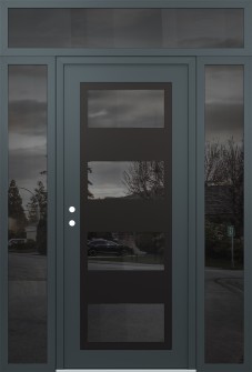 Diamond C2 60" x 96" anthracite/anthracite mirrored Glass Panel black RHI with 2 Sidelites and Transom mirrored Glass