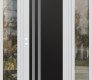 Modern Steel Front Door Diamond C6 64" x 80" white/white frosted Glass Panel black RHI with 2 Sidelites clear Glass