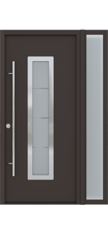 MODERN FRONT STEEL DOOR ARGOS BROWN/WHITE 49 1/4" X 81 11/16" RHI + SIDELITE RIGHT