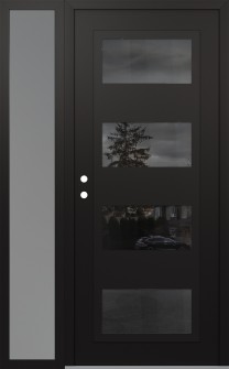 Diamond C2 52" x 80" black/black mirrored Glass Panel black RHI with Sidelite frosted Glass