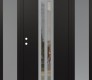 Modern Steel Front Door DIAMOND A8 64" X 80" BLACK/BLACK CLEAR GLASS PANEL STAINLESS STEEL RHI WITH 2 SIDELITES FROSTED GLASS