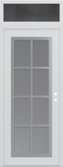 Diamond C16 36" x 96" white/white frosted Glass Panel stainless steel LHI with Transom mirrored Glass