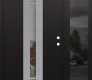 Modern Steel Front Door DIAMOND A4 52" X 80" BLACK/BLACK CLEAR GLASS PANEL STAINLESS STEEL LHI WITH SIDELITE MIRRORED GLASS