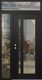 Diamond C15 52" x 96" black/black clear Glass Panel black RHI with Sidelite and Transom clear Glass