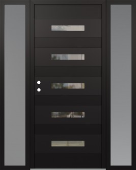 Diamond D9 64" x 80" black/black clear Glass Panel black RHI with 2 Sidelites frosted Glass