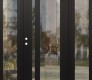 Modern Steel Front Door Diamond C15 68" x 80" black/black clear Glass Panel black RHI with 2 Sidelites clear Glass