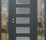Modern Steel Front Door Diamond D1 64" x 80" anthracite/anthracite frosted Glass Panel stainless steel RHI with 2 Sidelites clear Glass