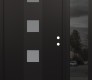 Modern Steel Front Door DIAMOND A12 52" X 80" BLACK/WHITE FROSTED GLASS PANEL BLACK LHI WITH SIDELITE MIRRORED GLASS