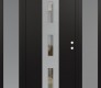 Modern Steel Front Door DIAMOND A7 64" X 80" BLACK/BLACK CLEAR GLASS PANEL STAINLESS STEEL LHI WITH 2 SIDELITES FROSTED GLASS