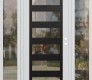 Modern Steel Front Door Diamond C9 68" x 80" white/white clear Glass Panel black LHI with 2 Sidelites clear Glass
