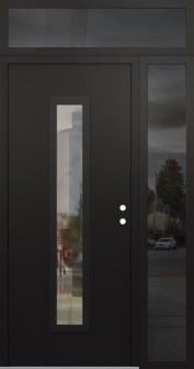 DIAMOND A11 50" X 96" BLACK/BLACK CLEAR GLASS PANEL BLACK LHI WITH SIDELITE AND TRANSOM MIRRORED GLASS