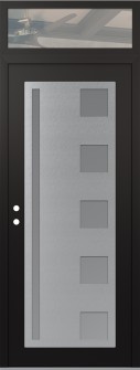 Diamond C3 36" x 96" black/white frosted Glass Panel stainless steel RHI with Transom clear Glass