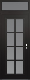 Diamond C16 36" x 96" black/white frosted Glass Panel black LHI with Transom frosted Glass