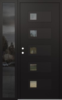 Diamond D2 48" x 80" black/black clear Glass Panel black RHI with Sidelite mirrored Glass