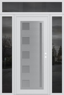 Diamond C3 68" x 96" white/white frosted Glass Panel stainless steel LHI with 2 Sidelites and Transom mirrored Glass