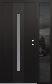 DIAMOND A2 50" X 80" BLACK/WHITE FROSTED GLASS PANEL BLACK LHI WITH SIDELITE MIRRORED GLASS