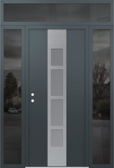 DIAMOND A10 60" X 96" ANTHRACITE/ANTHRACITE FROSTED GLASS PANEL STAINLESS STEEL RHI WITH 2 SIDELITES AND TRANSOM MIRRORED GLASS