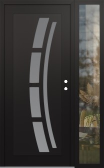 Diamond C12 48" x 80" black/white frosted Glass Panel black LHI with Sidelite clear Glass