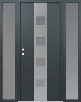 DIAMOND A12 68" X 80" ANTHRACITE/ANTHRACITE FROSTED GLASS PANEL STAINLESS STEEL RHI WITH 2 SIDELITES FROSTED GLASS