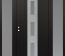 Modern Steel Front Door DIAMOND A7 60" X 80" BLACK/WHITE FROSTED GLASS PANEL STAINLESS STEEL RHI WITH 2 SIDELITES FROSTED GLASS