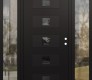 Modern Steel Front Door Diamond D8 68" x 80" black/black mirrored Glass Panel black LHI with 2 Sidelites clear Glass