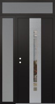 DIAMOND A4 50" X 96" BLACK/BLACK CLEAR GLASS PANEL STAINLESS STEEL RHI WITH SIDELITE AND TRANSOM FROSTED GLASS