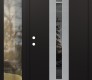 Modern Steel Front Door DIAMOND A5 50" X 80" BLACK/BLACK MIRRORED GLASS PANEL STAINLESS STEEL RHI WITH SIDELITE CLEAR GLASS